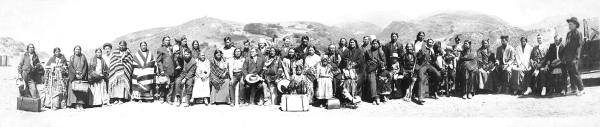 "The Best Indians I ever glorified in Pictures" by J.A. Brooks, June 1916, at unspecified site, presumably in California. Source: http://tongvapeople.com/collage.html