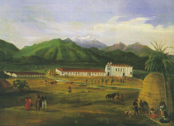 San Gabriel Mission with Tongva ki in foreground. Source: www.missionscalifornia.com