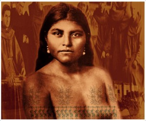 Modern Gabrielino woman representing Toypurina. Source: http://sparcinla.org/product/witness-to-la-history-toypurina/
