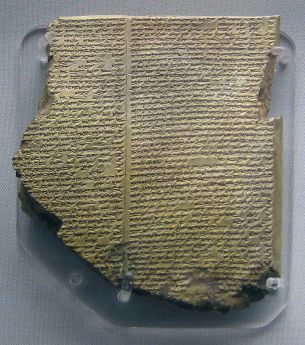 Deluge Tablet of the Gilgamesh Epic in Akkadian script (Wikipedia)