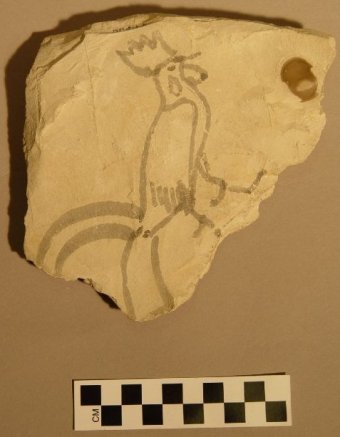 Ostracon of rooster c.1500 BCE, discovered by Howard Carter, 1923 (British Museum)